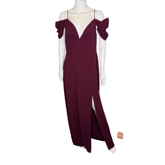 Sachin & Babi Brittany Stretch Crepe Cold-Shoulder Gown Deep Wine Women’s Sz 10 - Picture 2 of 9